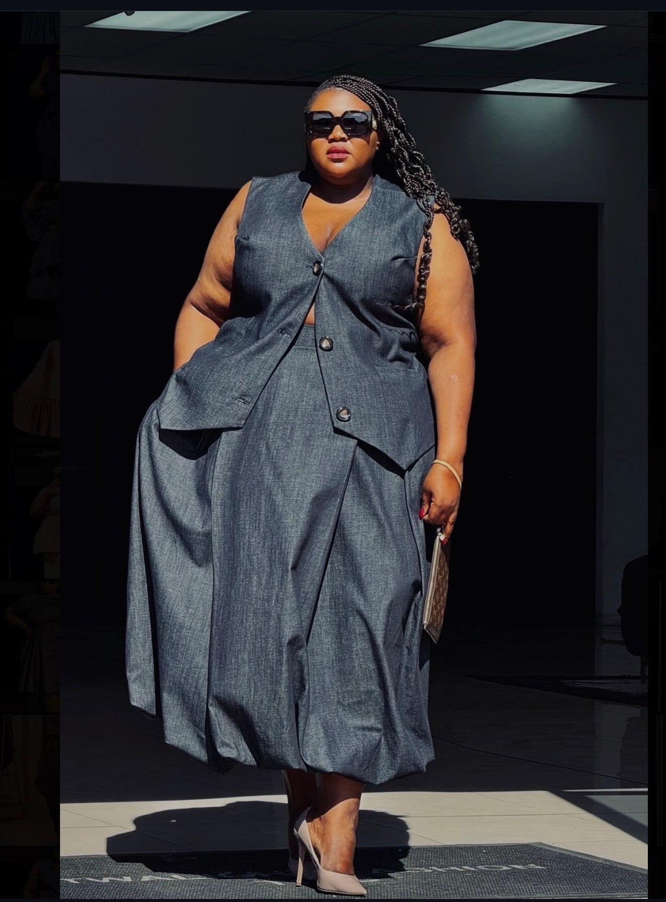 Denim baloon skirt set