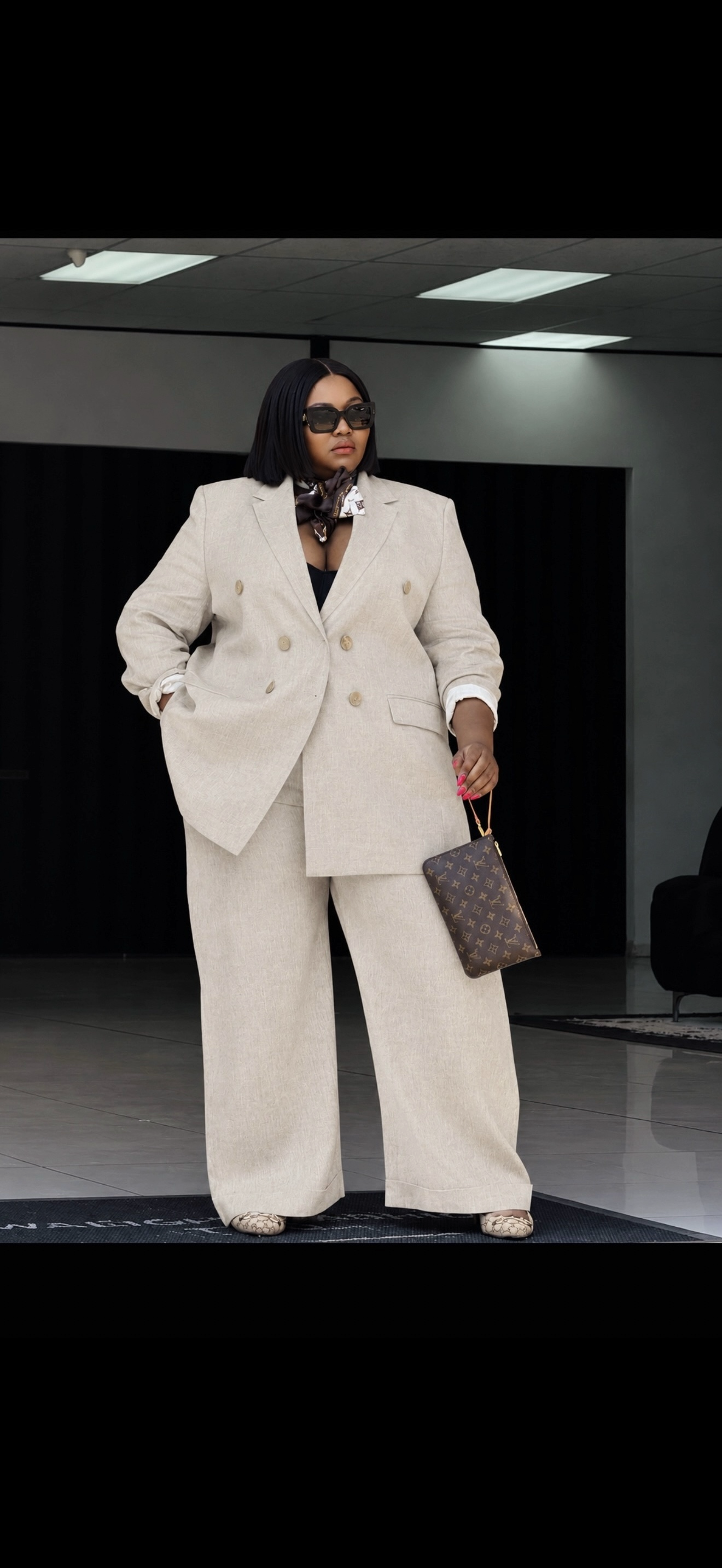 Pure linen oatmeal suit